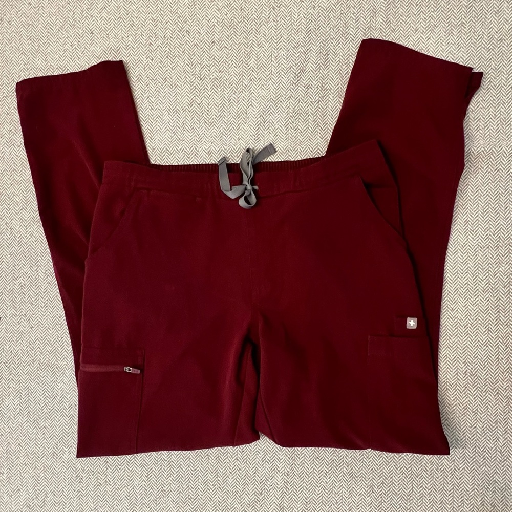 Figs Yola Burgundy Straight Leg Pants